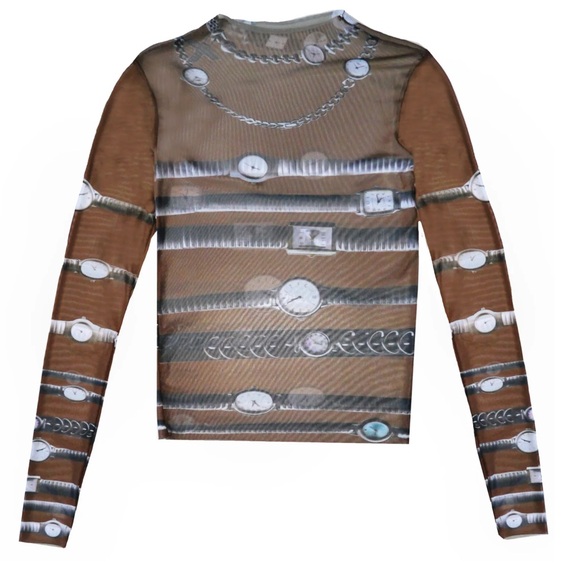 NWOT Revolve 1XBLUE Mesh Watch Long Sleeve Top - S - Picture 3 of 8